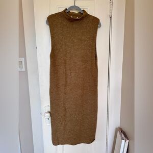 Mustard Wool Blend Sleeveless Midi Dress